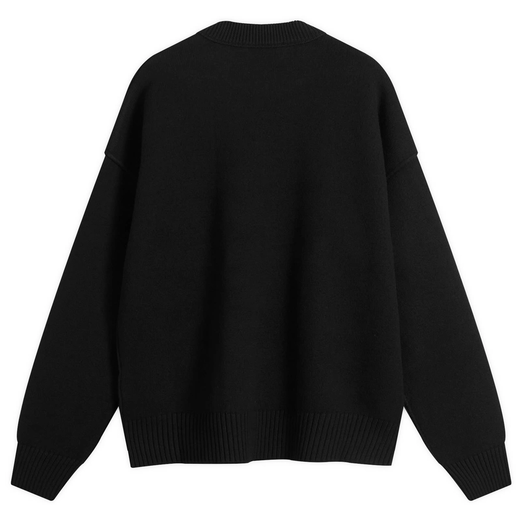 AMI Paris Men's Felted Merino Wool Knit ADC Crew Neck Jumper Noir/Rouge